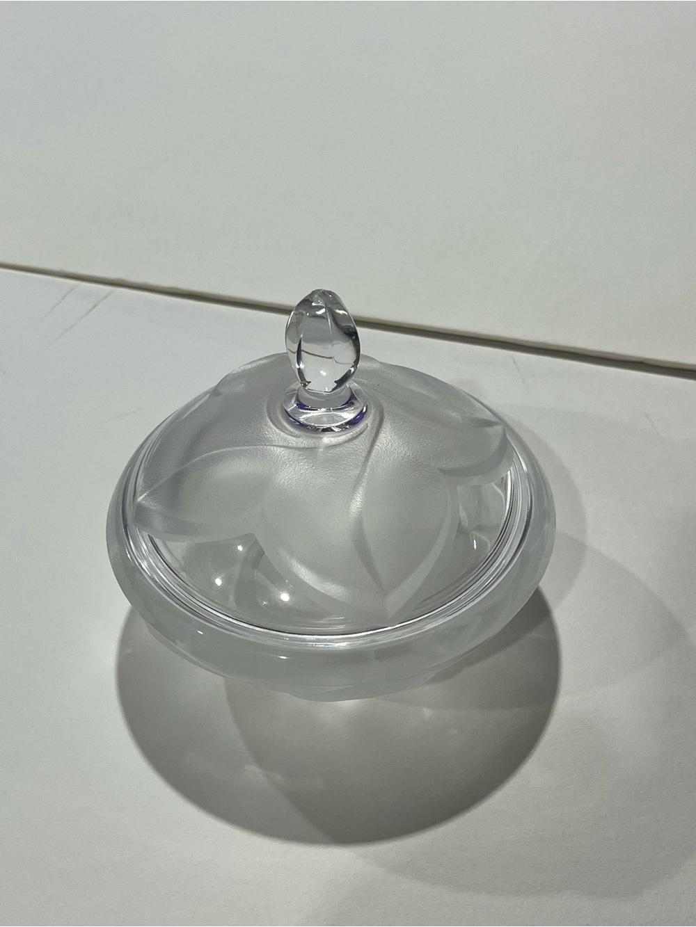 J G Durand France Embossed Lead Crystal Covered Candy Dish